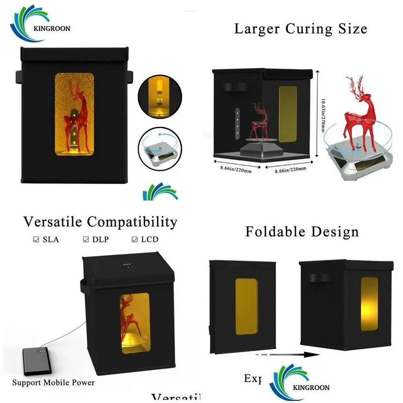 Printers Uv Resin Curing Hine For Sla Dlp Lcd 3D Printer Solidify 405Nm Led Light Foldable Boxprinters Roge22 Drop Delivery Computers