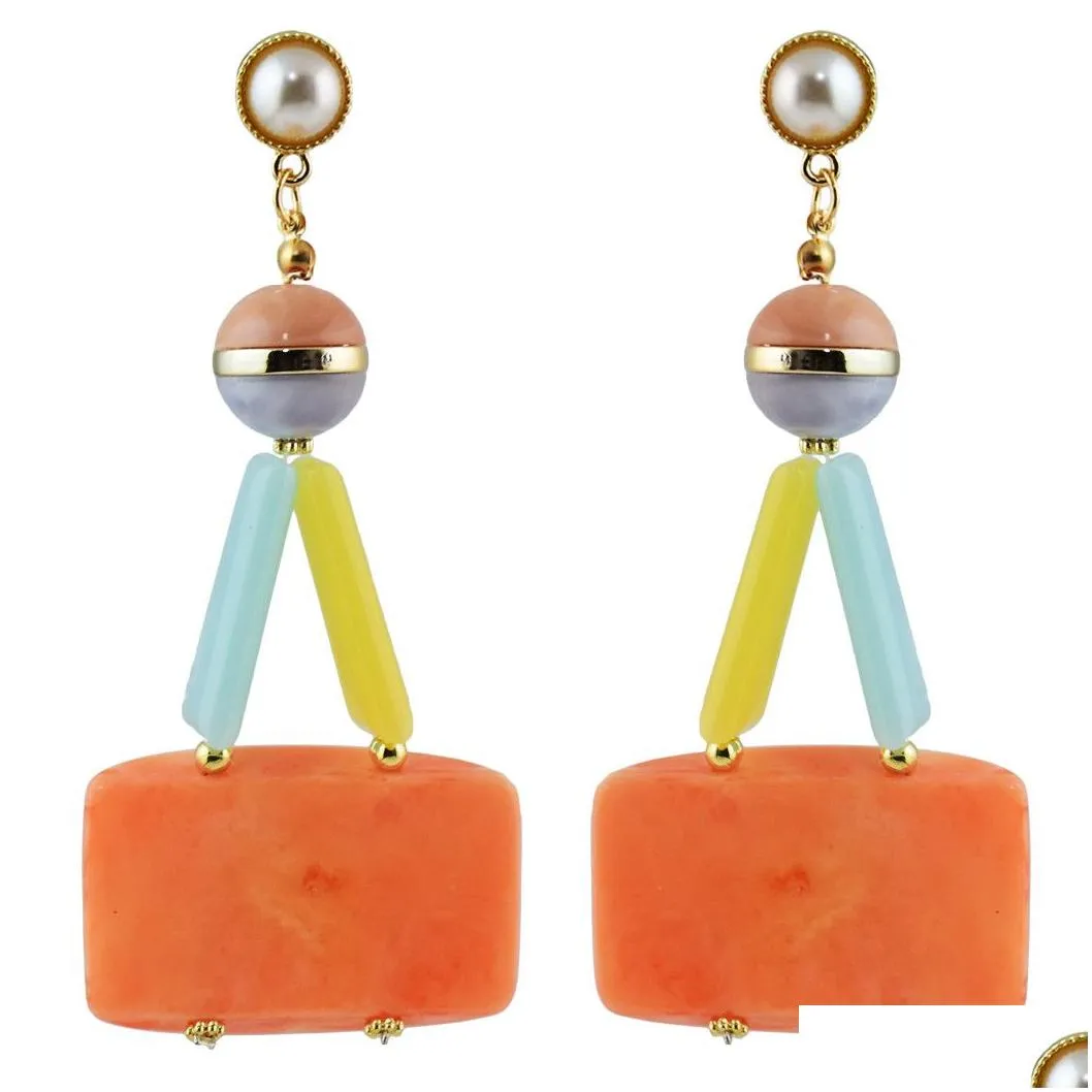 Idealway Trendy Bohemian Style Resin Drop Earrings For Women Design Jewelr