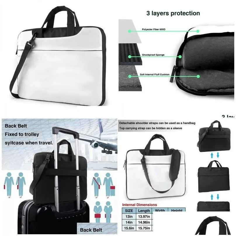 Laptop Cases Backpack 10Pcs Blank Case Sublimation Consumables Shoder Bags For 13Inch 14Inch 15.6 Inch Drop Delivery Computers Network