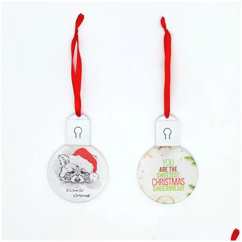 Christmas Colorful LED Flashing Lights Sublimation Blanks Acrylic Led Pendant Light Christmas Decorative Ornaments YFA373