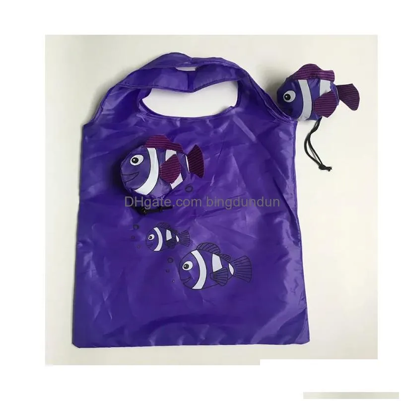Storage Bags Portable Cute Cartoon Fish Shop Bag Travel Reusable Foldable Tote Grocery Storage Home Drop Delivery Home Garden Housekee Dhb2H