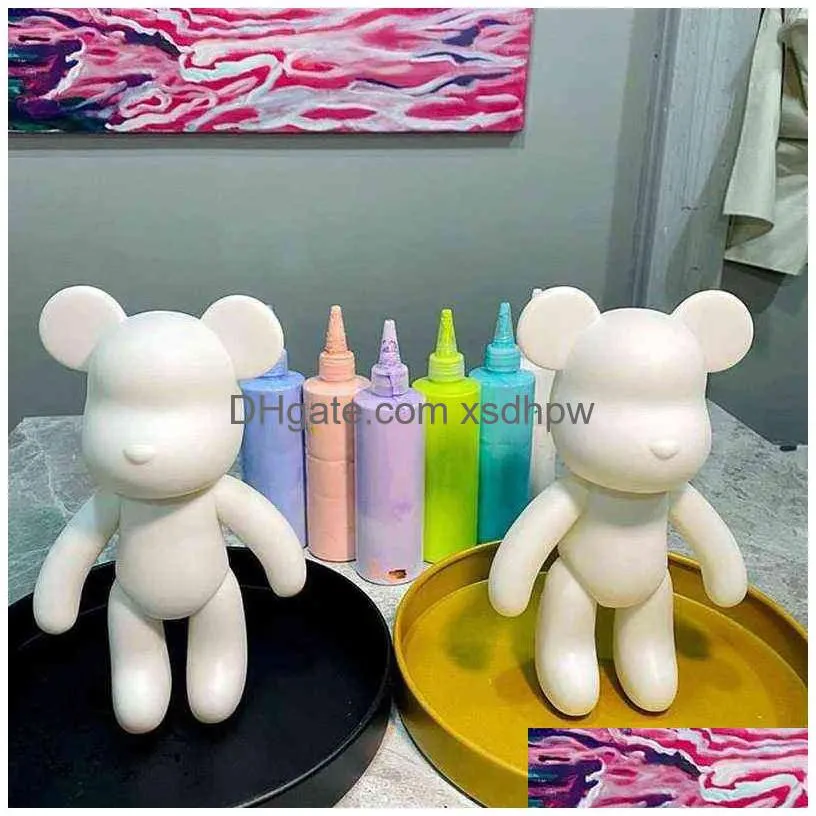 diy fluid bear sculpture material handmade parent-child toy graffiti painting doll violent bear toy gifts for kids home decor t220730