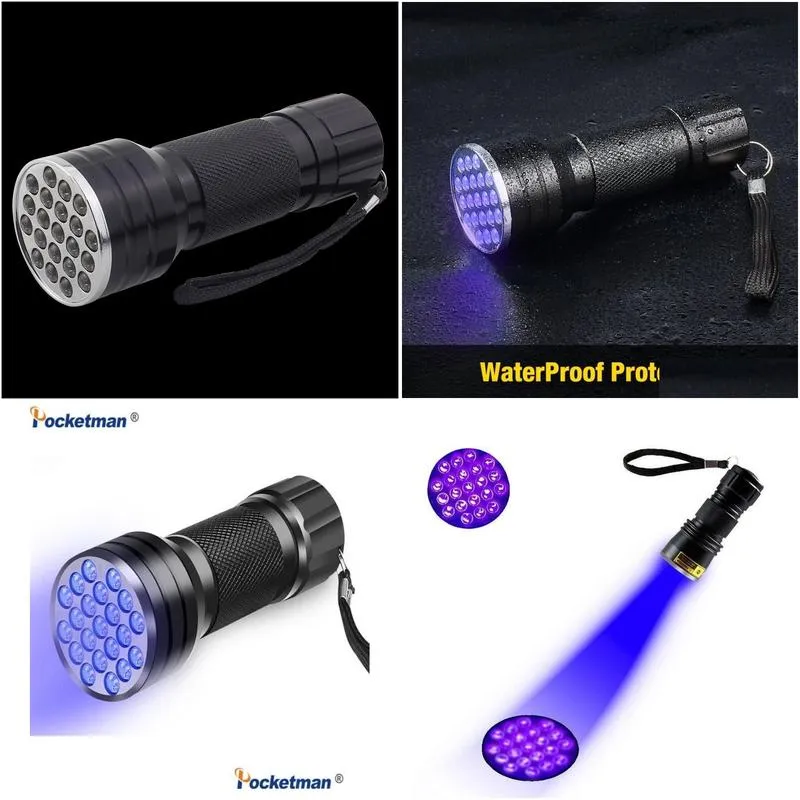 UV Flashlight 21LED 12LED Light 395400nm LED Flashlights linterna Torch Ultraviolet Black Light lamp3676307