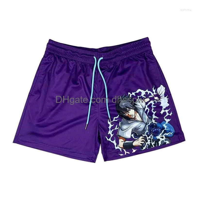 mens shorts anime sports men women classic gym workout mesh one layer running fashion design swimming fitness