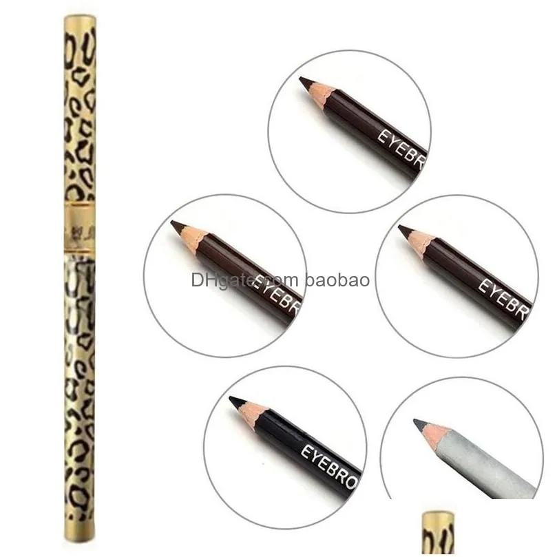 waterproof eyebrow pencil with brush make up leopard eyeliner maquiagem 5 colors shadow to eyebrow metal makeup tool9581837