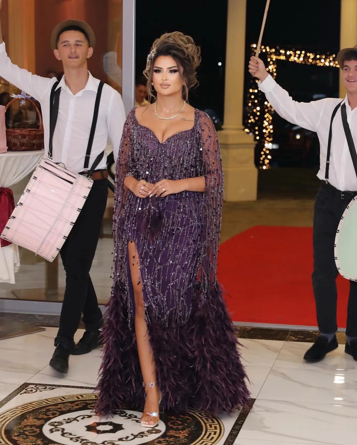 2023 Nov Aso Ebi Arabic Purple Mermaid Mother Of The Bride Dresses Sequined Lace Feather Evening Prom Formal Party Birthday Celebrity Mother Of Groom Gowns Dress ZJ03