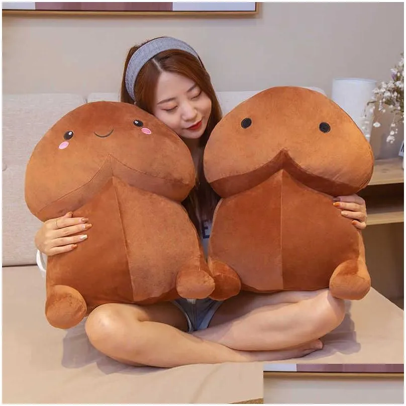  lovely ding plush fluffy pillow toys girls spoof creative interesting kawaii long decor doll christmas gift for friends q0727