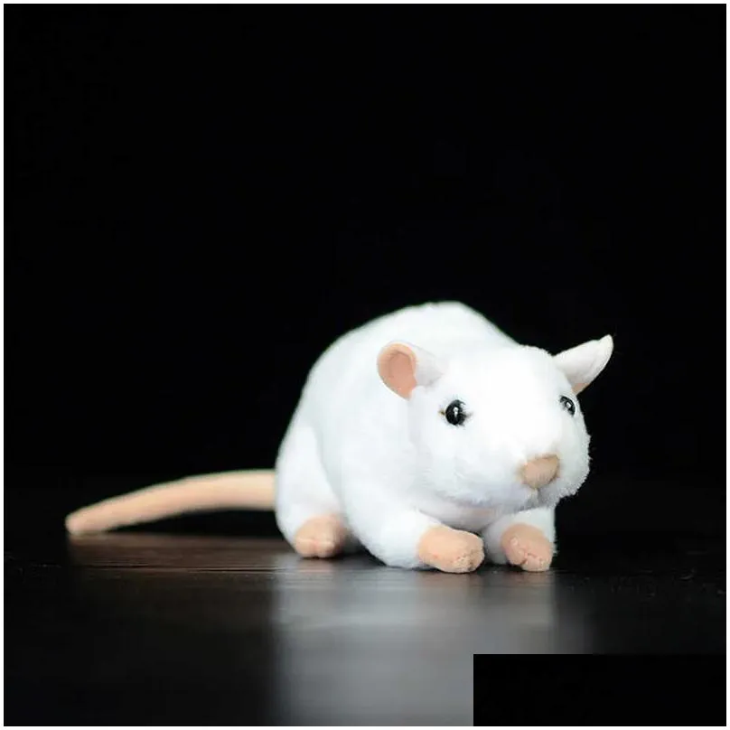 17cm soft cute white mouse simulation stuffed plush toy rat lovely kawaii dolls animal mini real life plush toy kids child gift q0727