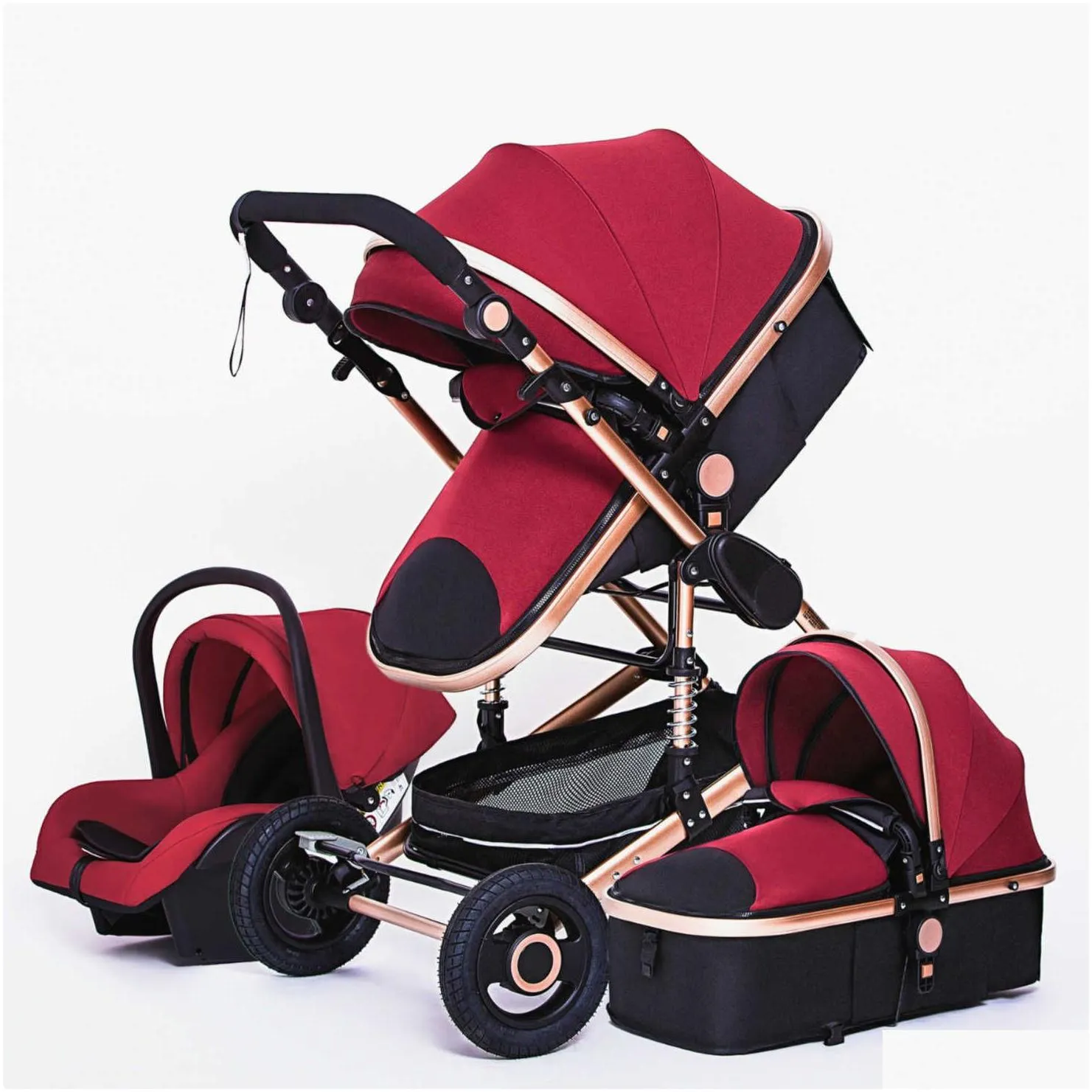 luxurious baby stroller 3 in 1 portable travel baby carriage folding prams aluminum frame high landscape car for born baby l230625