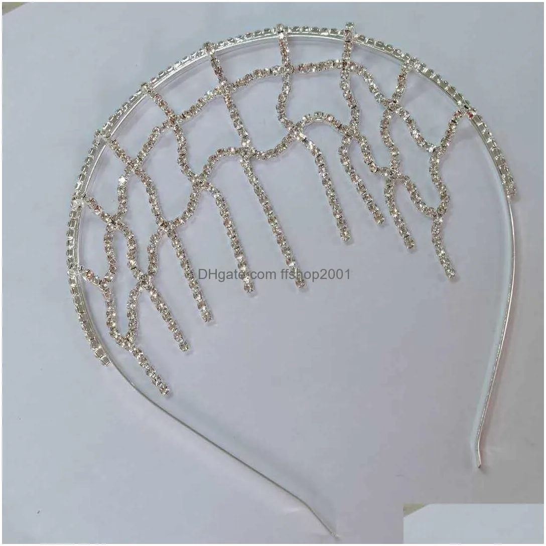bling crystal hair clip rhinestone hair pin hairband ins mesh red hoop tassel forehead accessories iced out barrette hairdressing accessories head wear