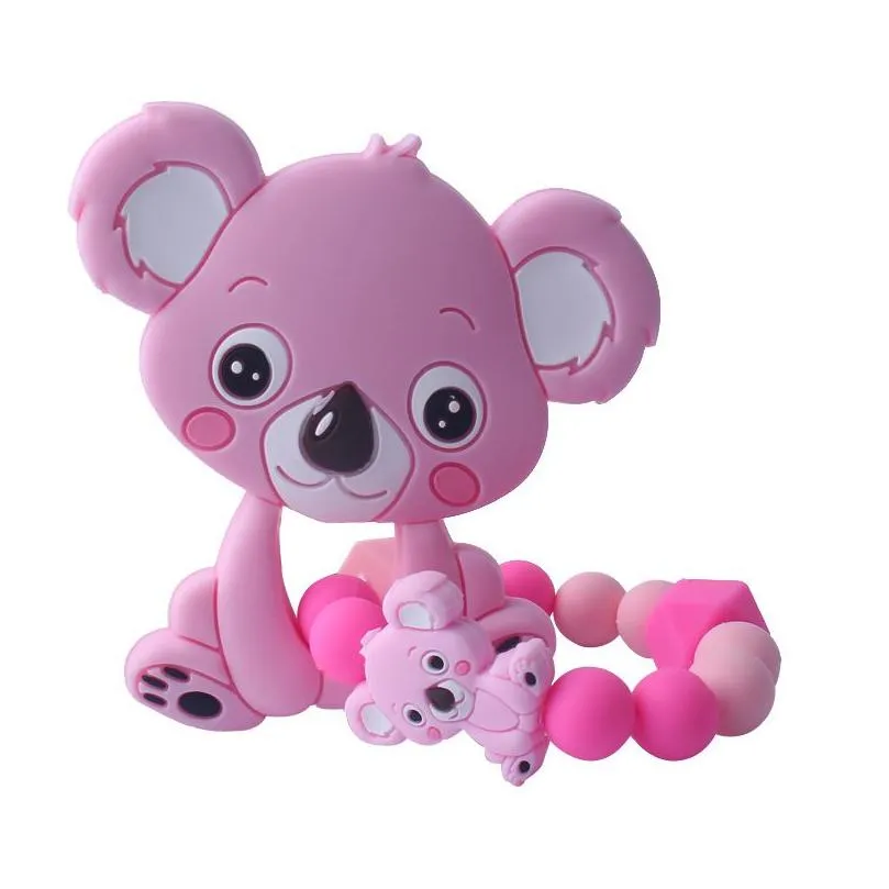 1pcs Baby Teether Oral Care Infant Molars Food Grade Koala Silicone clips Bracelet Pacifier