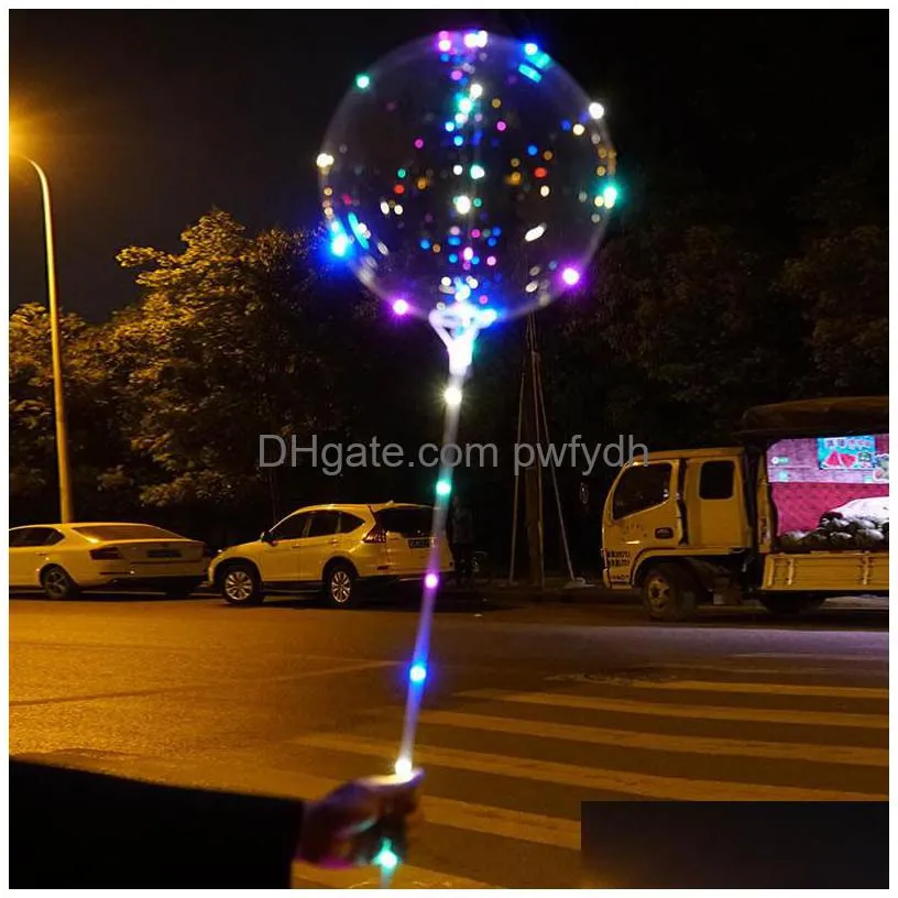 Party Decoration Led Balloon Transparent Lighting Bobo Ball Balloons With 70Cm Pole String Xmas Wedding Decorations Cca11728-A 60Pcs Dhyvg