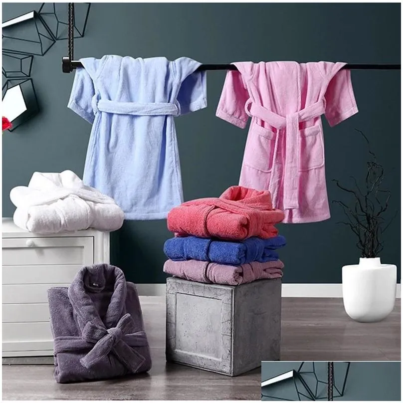 Towels Robes Children Toweling Terry Cotton Bathrobe Boys Kids Thicken Winter Bath Robe Little Girls Dressing Gown L171 231208