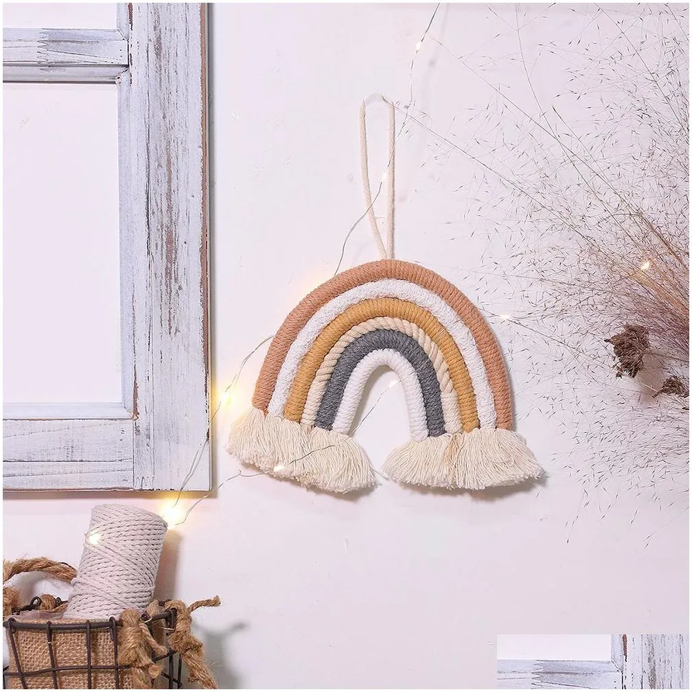 Baby Nursery Store Babys Decor Rainbow Pendant Children`s Room Wall Decoration Braided Fringe Decorations Living Room Gift