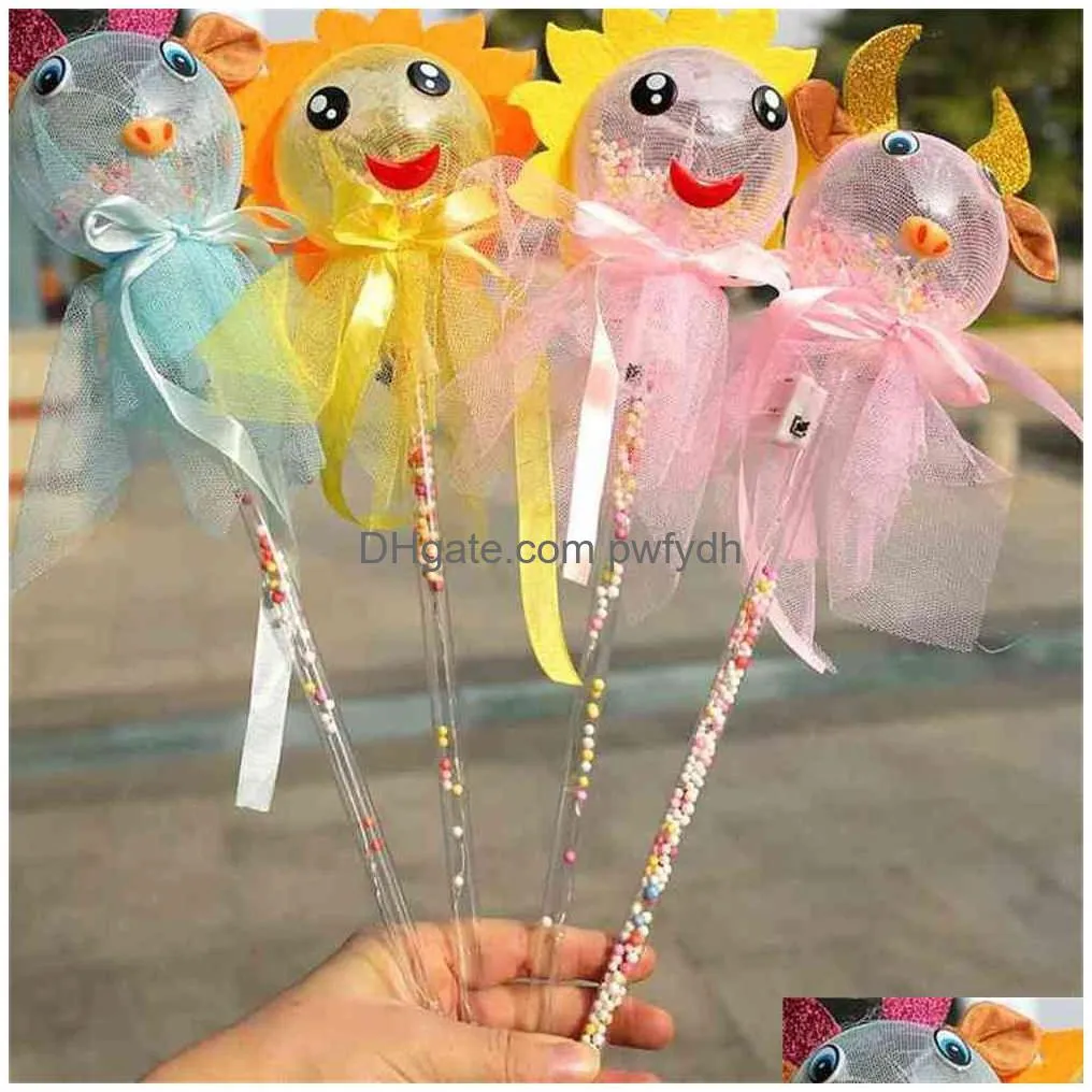 christmas led cartoon transparent balloon toys sunflower cute cow night flashing luminous handheld balloons party decoration g56kzpf