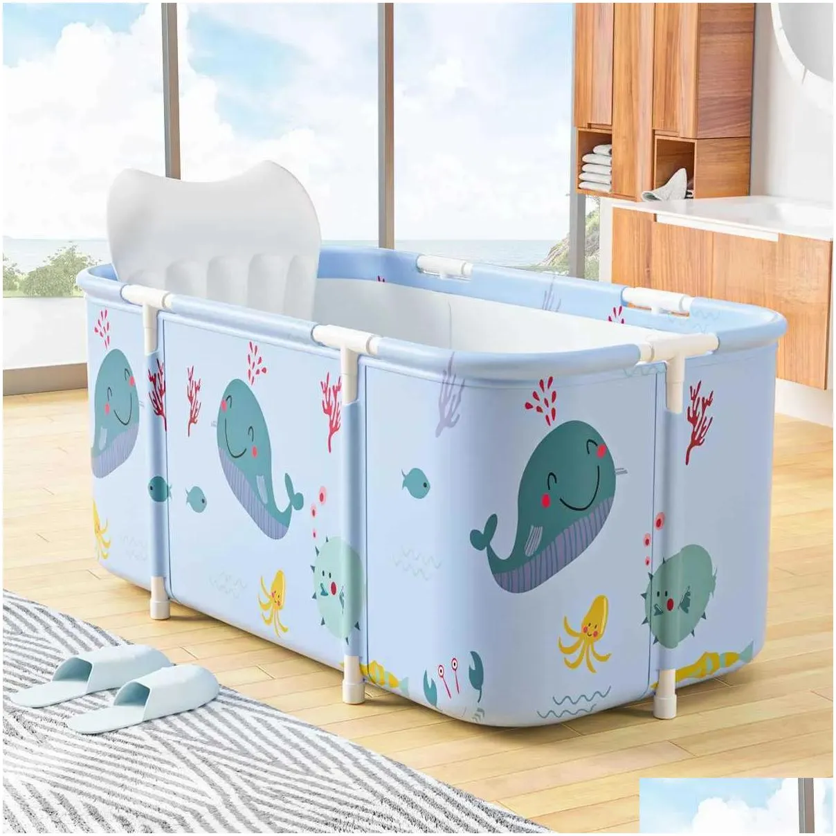 Bathing Tubs Seats Thicken Bathtub Adult Children Large Bath Tub Barrel Sweat Steaming Portable Home Sauna Insulation Folding Bath Bucket