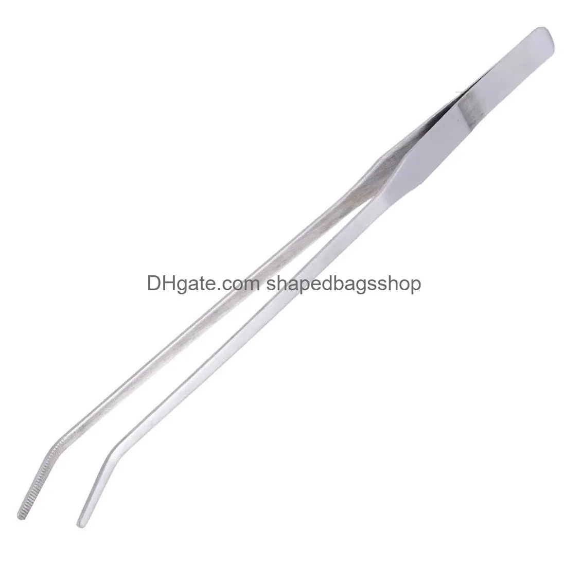 Cleaning Tools 27Cm Aquarium Live Tank Straight Curve Plant Tweezers Long Tongs Stainless Steel Fish Tweezer Cleaning Clamp Tool P0712 Dht2S