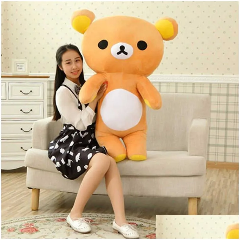 80cm san-x rilakkuma relax bear lovely stuffed toys cute soft pillow plush toy doll gifts for children 2021 q0727