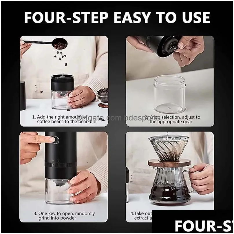 Other Home & Garden Electric Matic Coffee Grinder Set Rechargeable With Usb Beans Hine For Kitchen Drop Delivery Home Garden Dhm2N