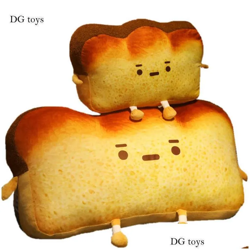  emoticon toast bread bed cushion stuffed cartoon food bed bedside pillow funny gift for grl bedroom decor toy for him q0727