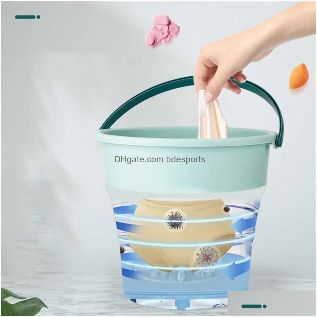 Other Home & Garden New Portable Folding Washing Hine Underwear Bucket Socks Clothes Mini 10L Washer Cam Home Travel Dormitory Drop De Dhpo8