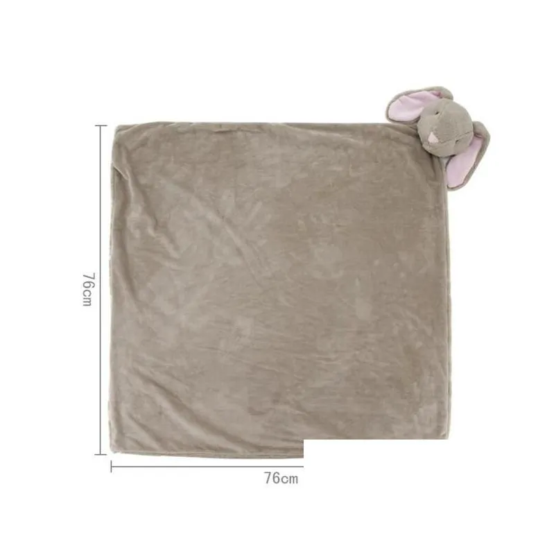 INS Baby Infant Crystal Velvet Swaddles Wraps Blankets Nursery Bedding Newbor Elephant Rabbit Sheep Bear Design Swaddle 76x76cm/400g