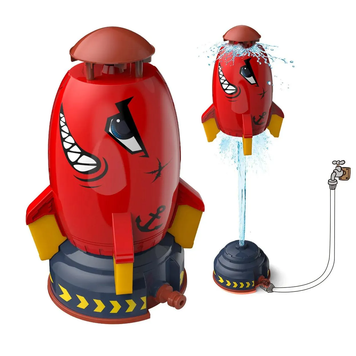 Bath Toys Flying  Rocket Small Fountain 360 Degree Rotating Sprinkler Inject Splashing Water Outdoor Pool Party Children`s Summer Toy
