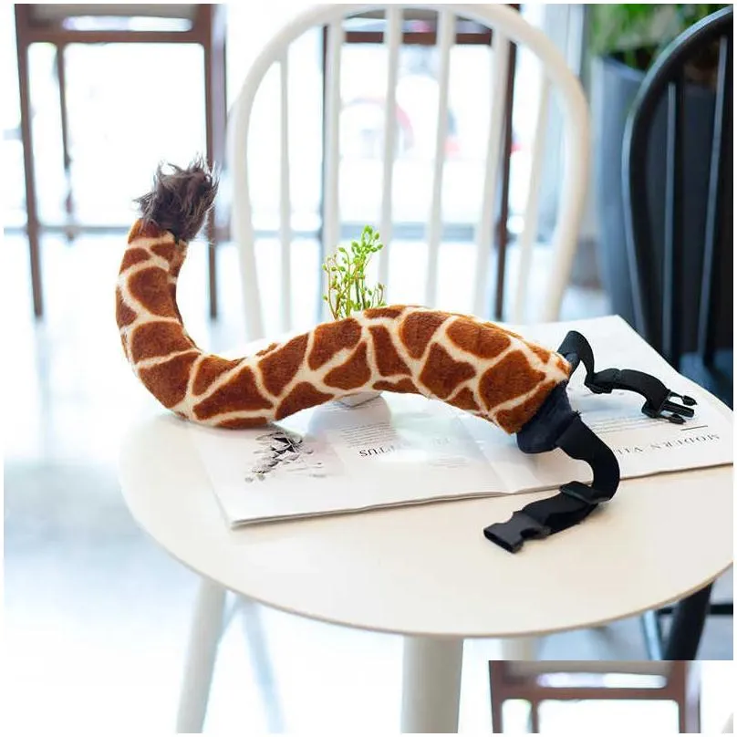  plush tiger/dinosaur/leopard/ paw claw full gloves hair hoop tail novelty cosplay halloween party costume gift for kids q0727