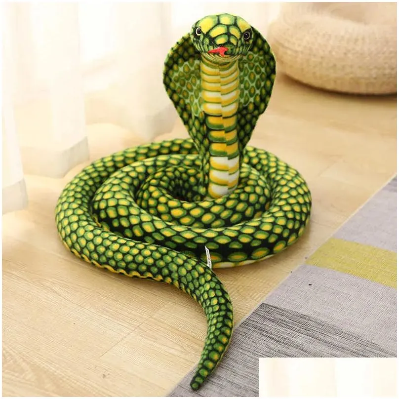 simulation 3d cobra snake reptile cobra python plush toy animal crossing plush stuffed doll decoration gift child comforting dol q0727
