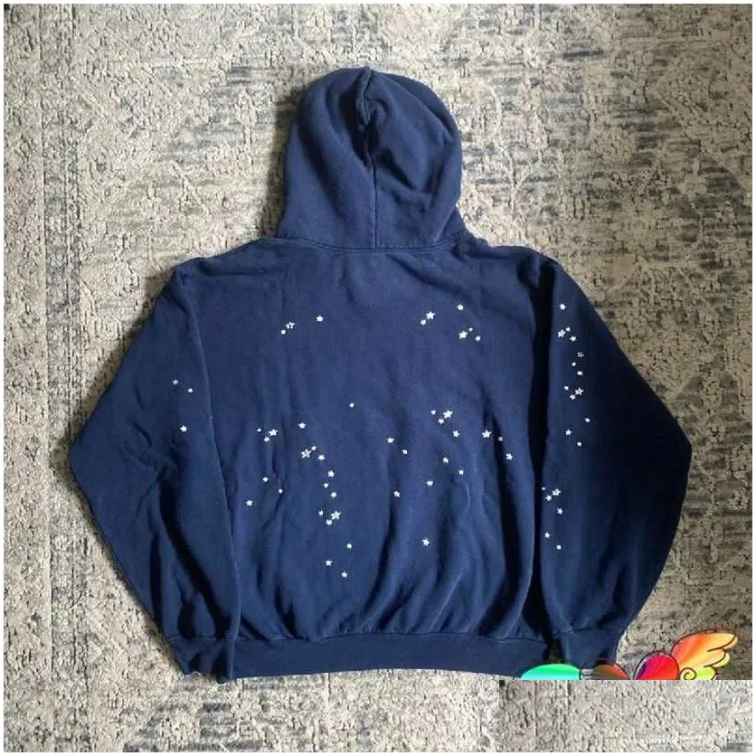 spider hoodie mens hoodies 2023 navy blue   men women pink young thug spider hip hop 555555 sweatshirt star pullovers