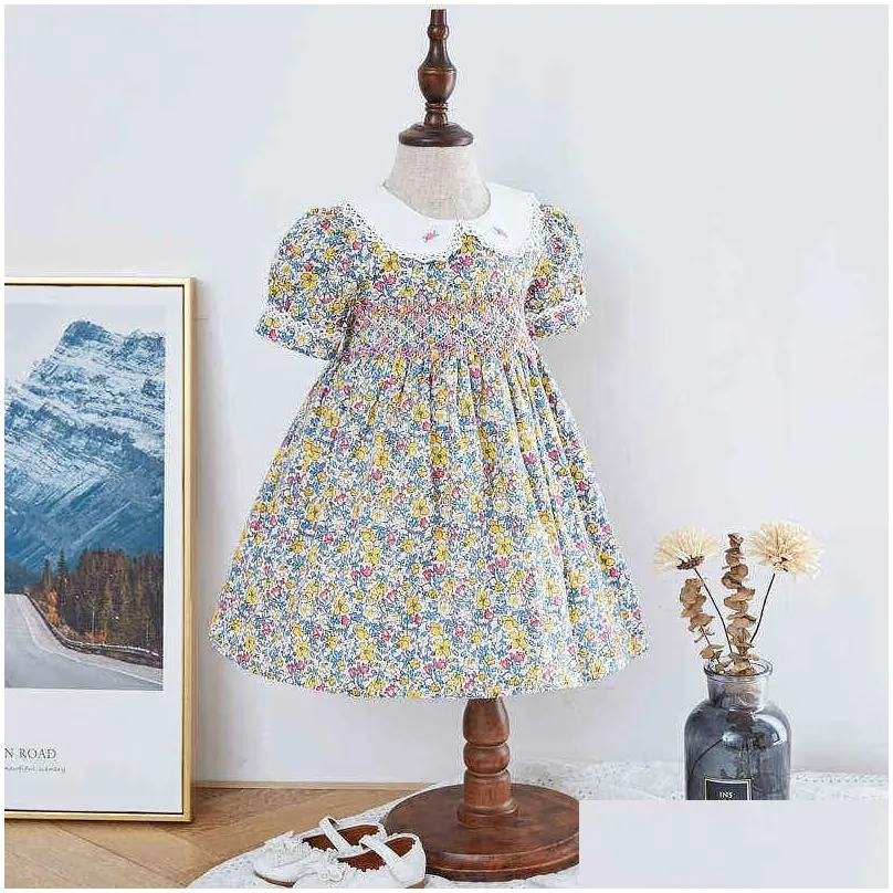 infant girl smocked floral dress baby smock frocks children spanish boutique clothes baby girl spain hand made smocking dress g1218