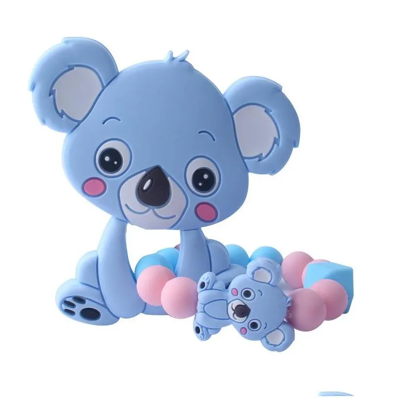 1pcs Baby Teether Oral Care Infant Molars Food Grade Koala Silicone clips Bracelet Pacifier