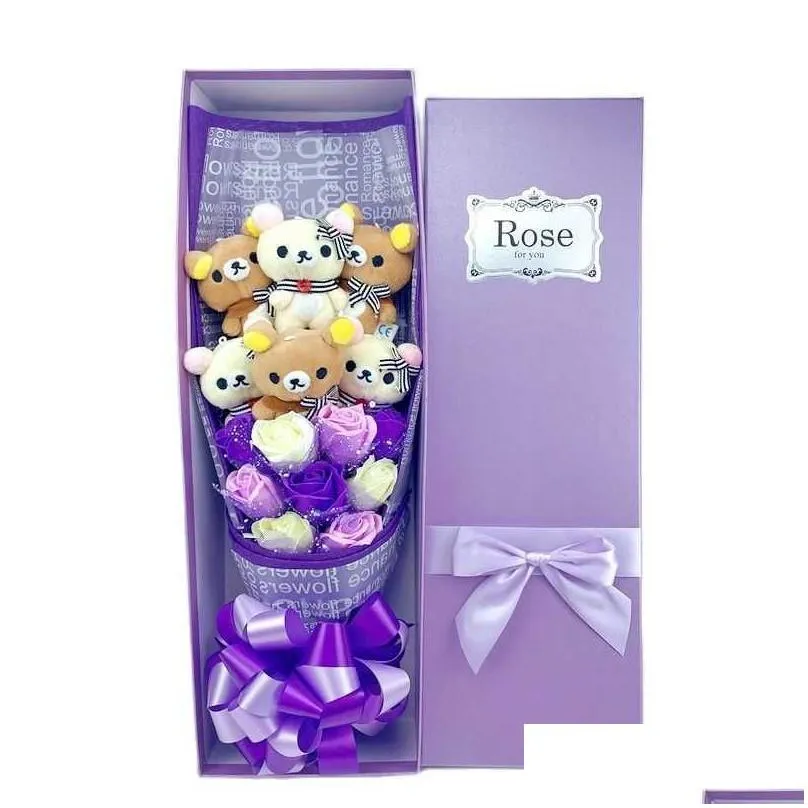 cute teddy bear stuffed animal plush toy cartoon bouquet gift box creative birthday valentines day christmas gift q0727