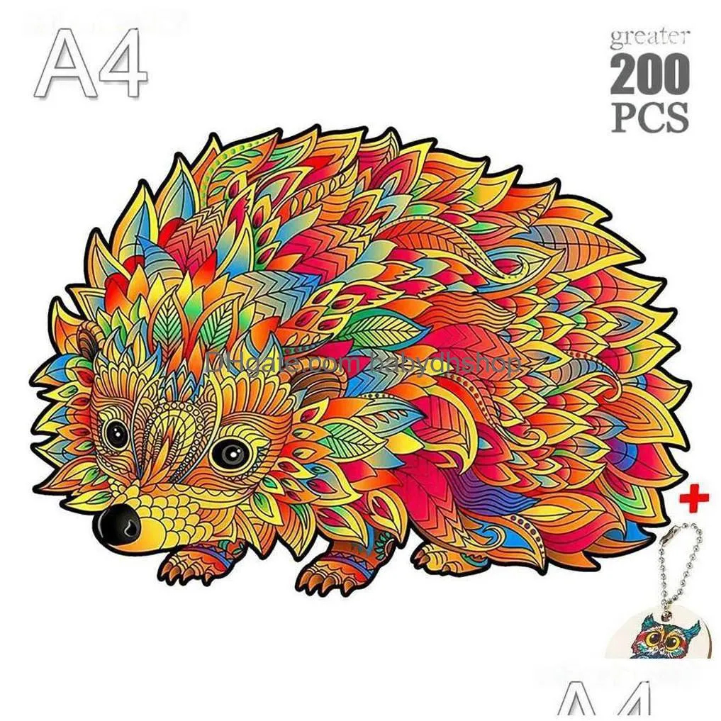 puzzles 3d jigsaw wooden jigsaw colorful puzzle children wooden diy crafts animal modeling decompression toys classic toys wooden