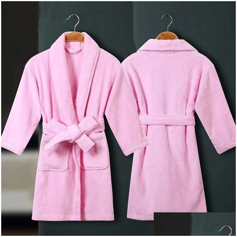 Towels Robes Children Toweling Terry Cotton Bathrobe Boys Kids Thicken Winter Bath Robe Little Girls Dressing Gown L171 231208