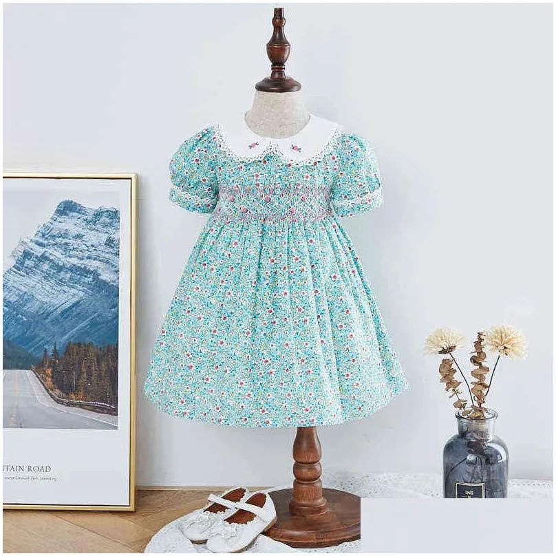 infant girl smocked floral dress baby smock frocks children spanish boutique clothes baby girl spain hand made smocking dress g1218