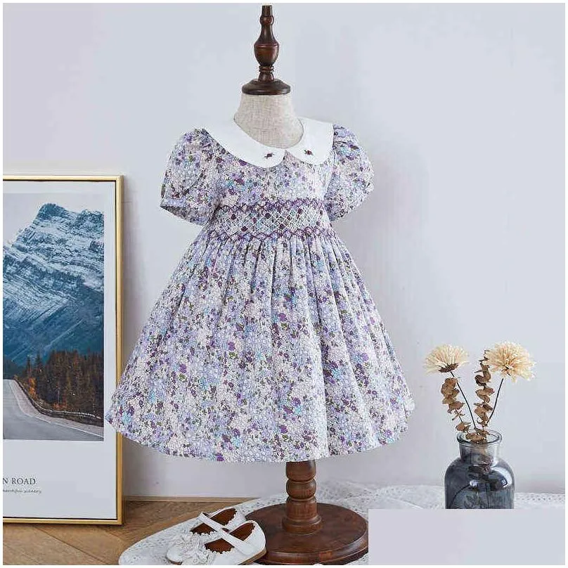 infant girl smocked floral dress baby smock frocks children spanish boutique clothes baby girl spain hand made smocking dress g1218