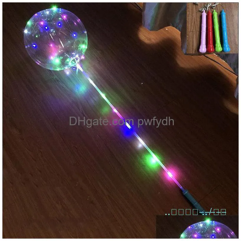 Party Decoration Bobo Ball Led Line With Stick Handle Control Wave String Balloons Flashing Light Up For Christmas Wedding Birthday Dhep8