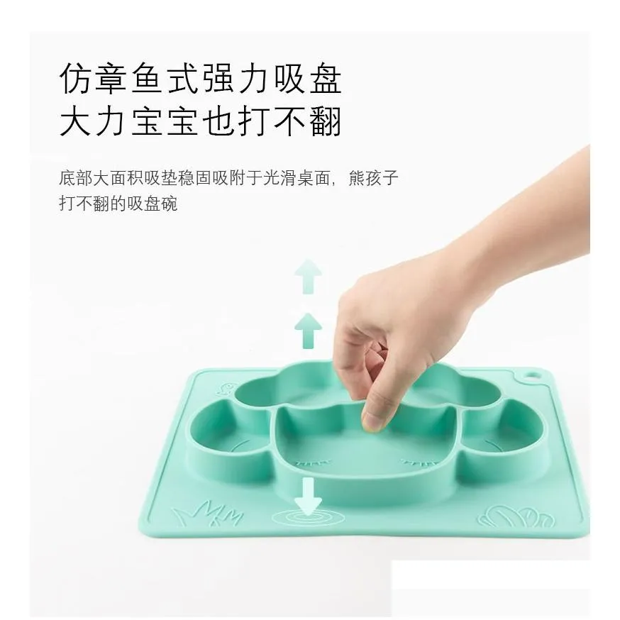 Silicone Baby Plate Set Antislip Saucer Suction Toddler Dishes Children`s Tableware for Baby-Led Weaning 9 Months+