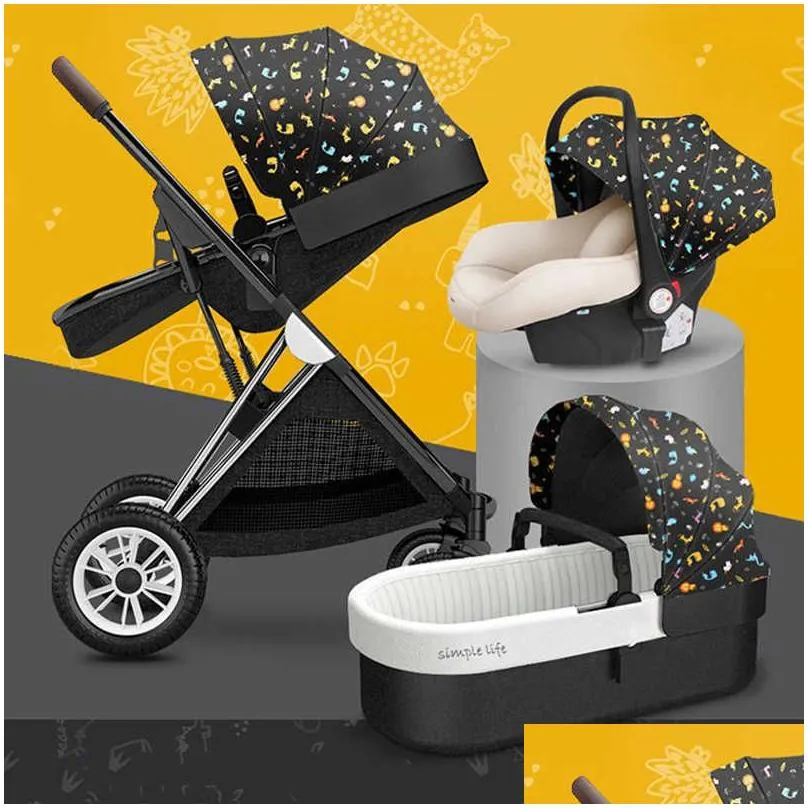 baby stroller 3 in1 baby cariage travel stroller baby stroller with car seat bron pram travel folding stroller high landscape