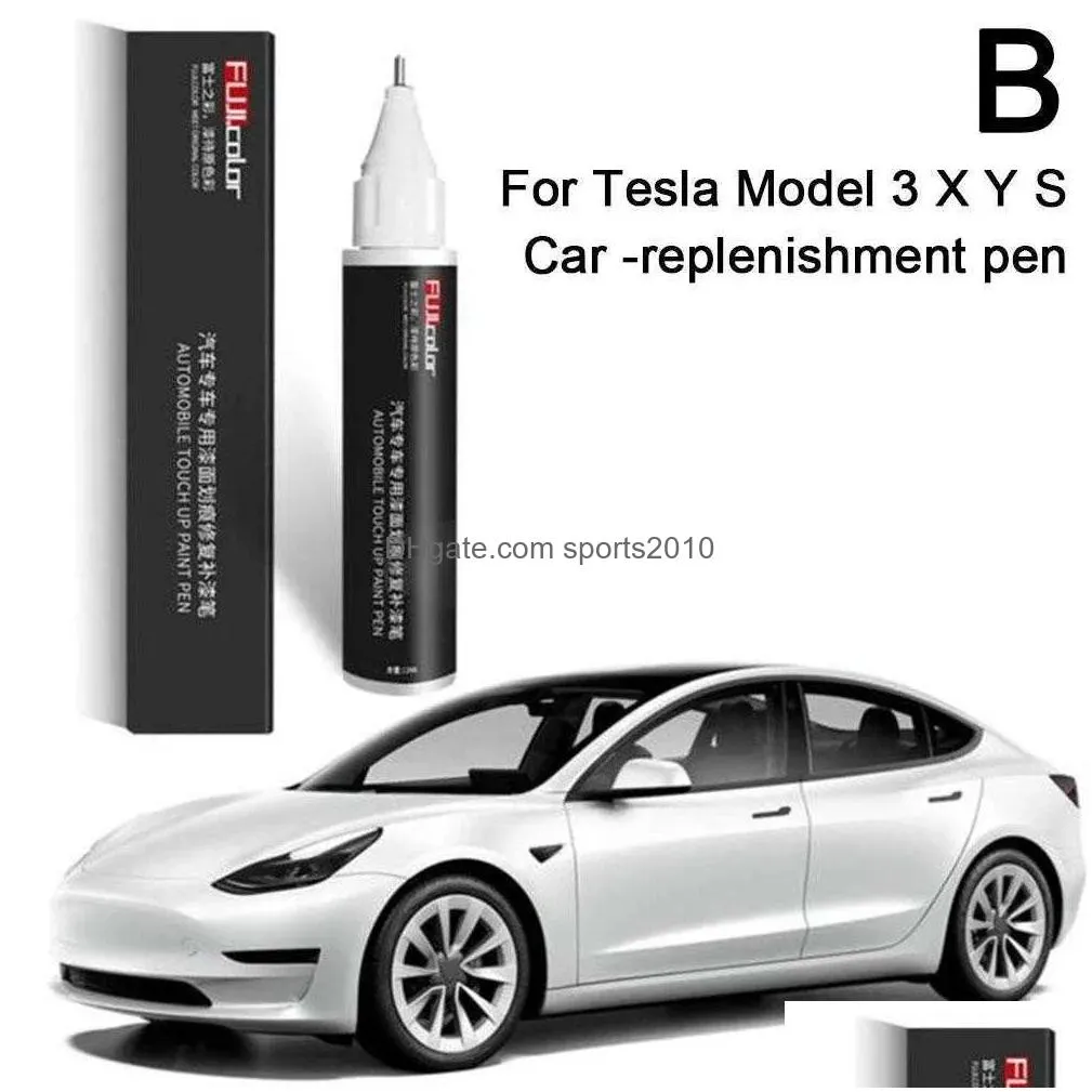 Other Interior Accessories New Fit For Tesla Model 3 X Y S Car Scratch Paint Pens Repair Pen Black White Fixer Wheel Hub Drop Delivery Dhppt