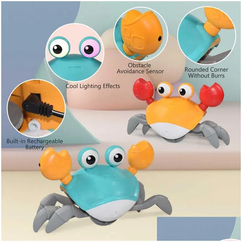 Bath Toys Kids Induction Escape Crab Octopus Crawling Toy Baby Electronic Pets Musical Toys Educational Toddler Moving Toy Christmas