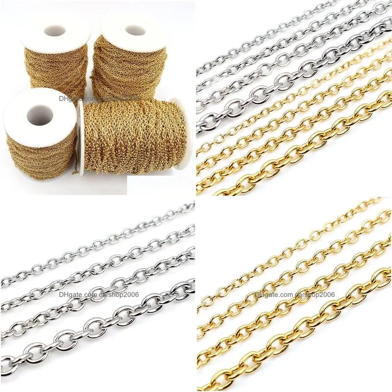 5 meters/lot never fade stainless steel cross necklace chains bulk for diy jewelry findings making materials handmade supplies