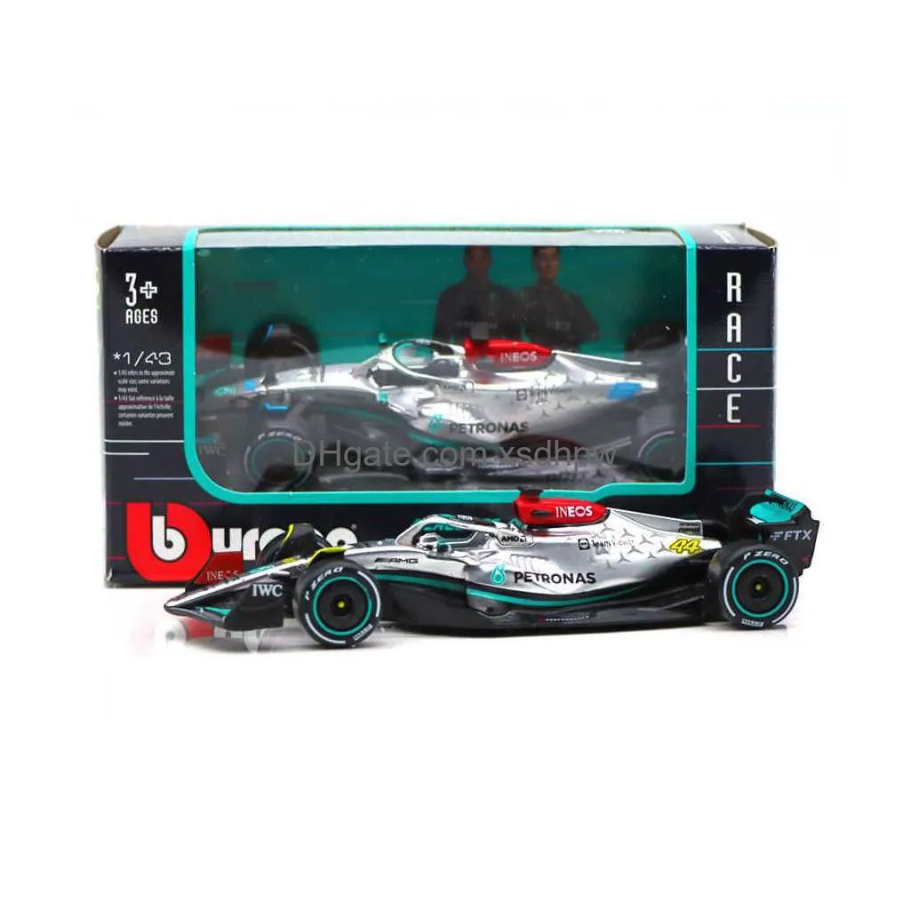 diecast model cars bburago 2022 f1 mercedes benz-amg w13 racing cars 44 hamilton 63 russell 1 43 alloy luxury car model toys gifts for