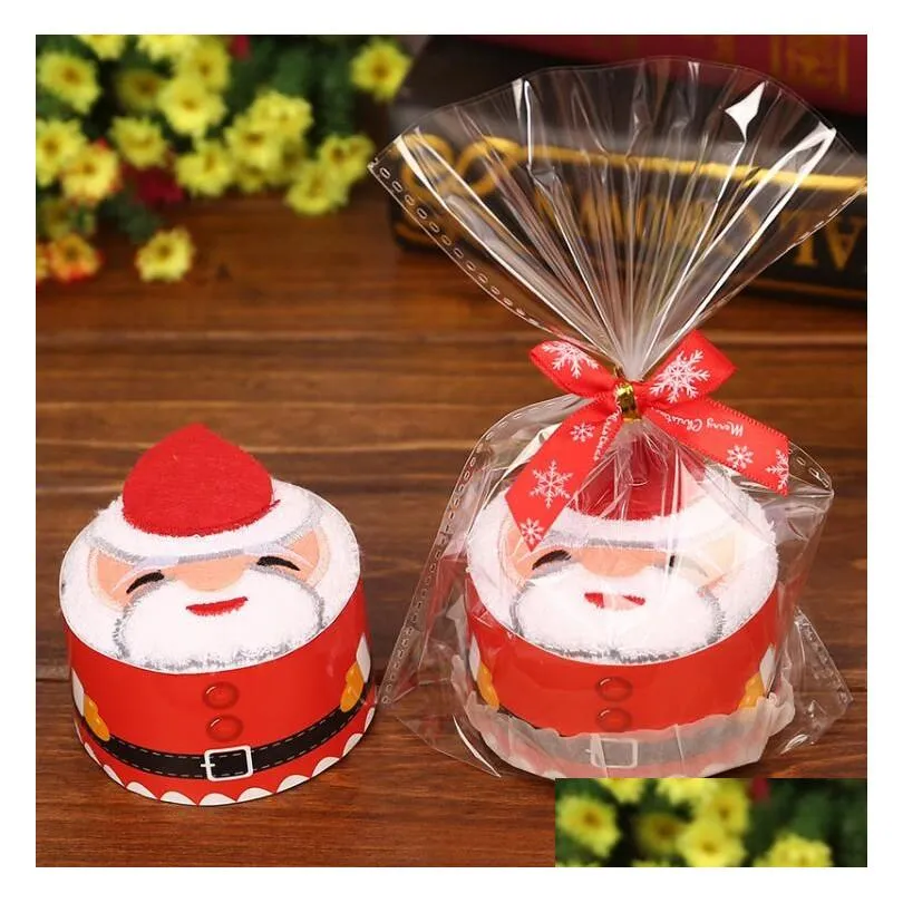 New Creative Cakes Towels Snowman Party Cake Santa Claus Christmas Towel Washcloth Cotton Bath Towels Gift