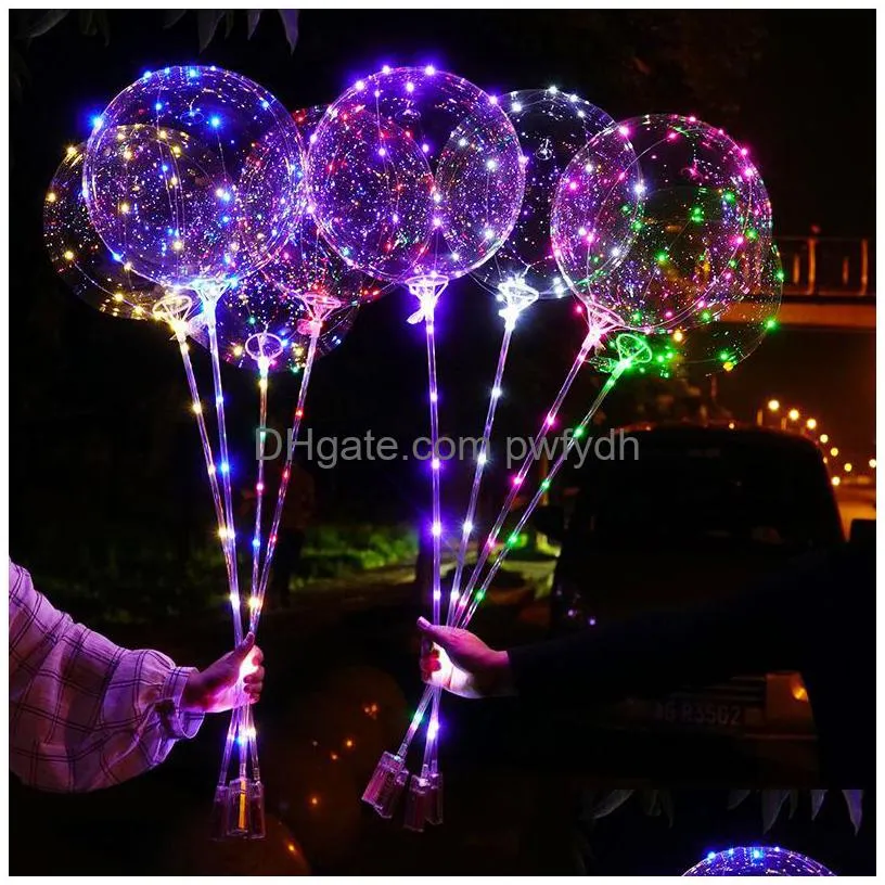 Party Decoration Led Balloon Transparent Lighting Bobo Ball Balloons With 70Cm Pole String Xmas Wedding Decorations Cca11728-A 60Pcs Dhyvg