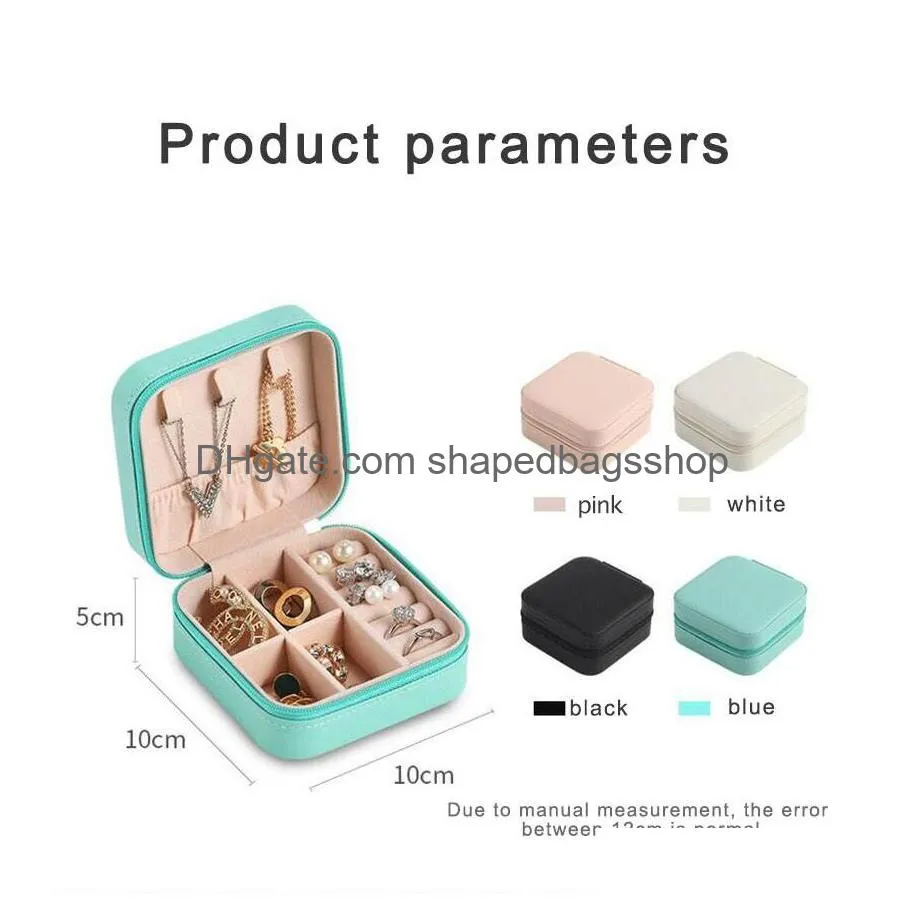 Storage Boxes & Bins Travel Jewelry Box Organizer Pu Leather Display Storage Case For Necklace Earrings Rings Holder Gift Drop Deliver Dha48