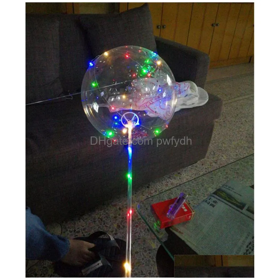 led flashing balloon transparent luminous lighting bobo ball balloons with 70cm pole  string balloon xmas wedding party decorations