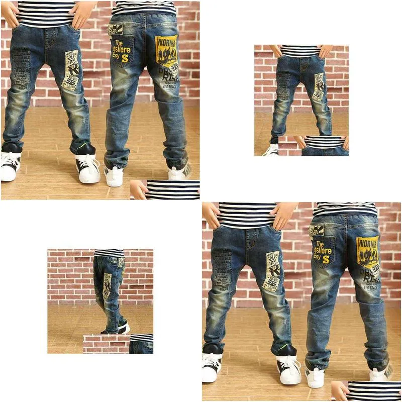 2022 childrens clothing boys jeans pants spring autumn kids 3 to 14 years old korean baby boy casual denim long trousers g1220