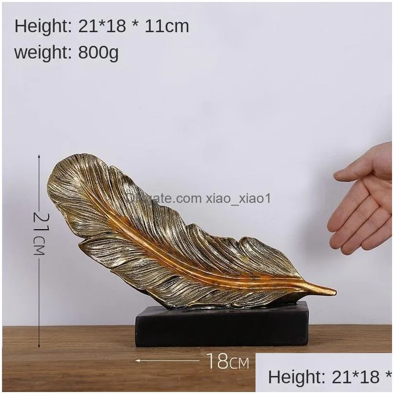 nordic ins style abstract creative resin feather decoration living room tv cabinet indoor office desk home 220606